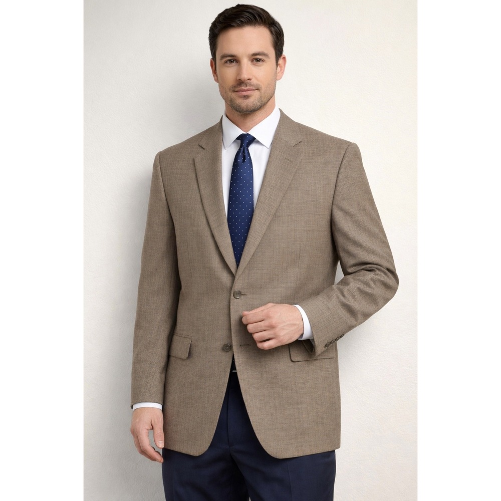 Jos. A. Bank Mens 44R Brown Micro Houndstooth 100% Wool 2-Button Blazer Jacket